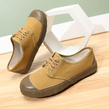 球鞋干活耐穿劳保低帆布帆布鞋男胶鞋系带劳动黄色活劳动解放解放