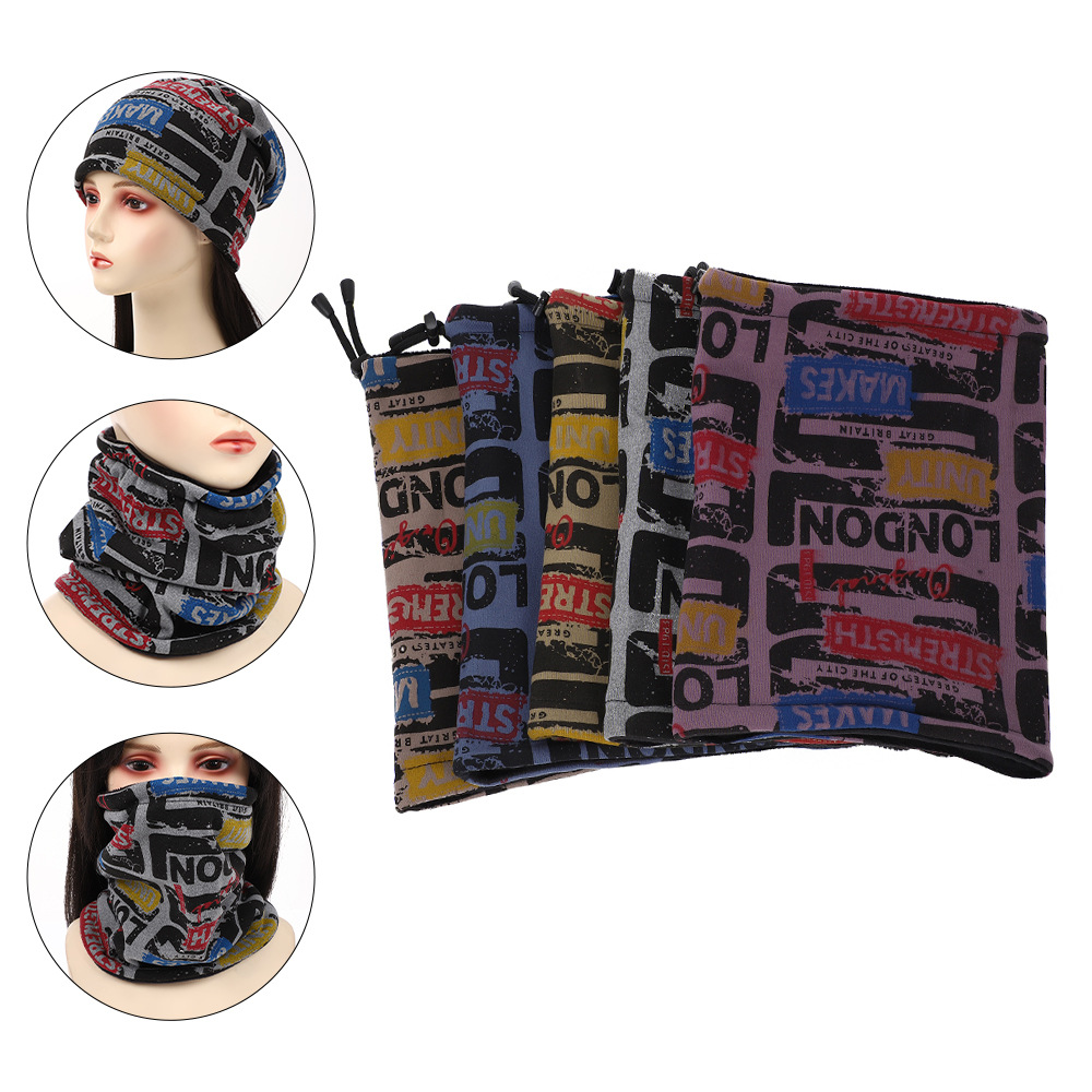 European and American fashion letter printed scarf winter ski fleece-lined warm neck cover thickened adult dustproof riding mask
