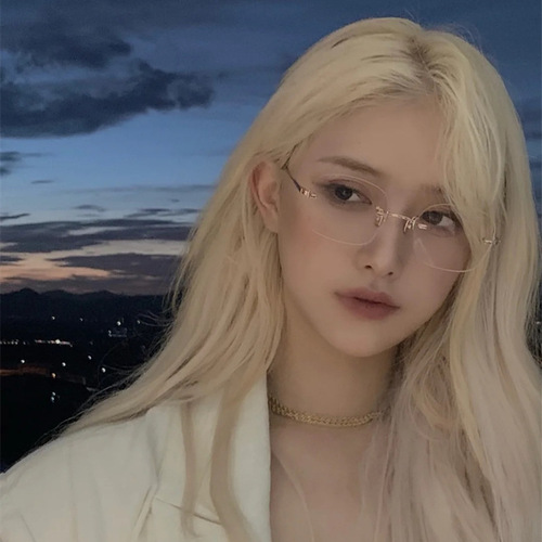 21 New Jennie Xiaohongshu same style frameless fashionable temperament pure desire simple anti-blue light flat mirror