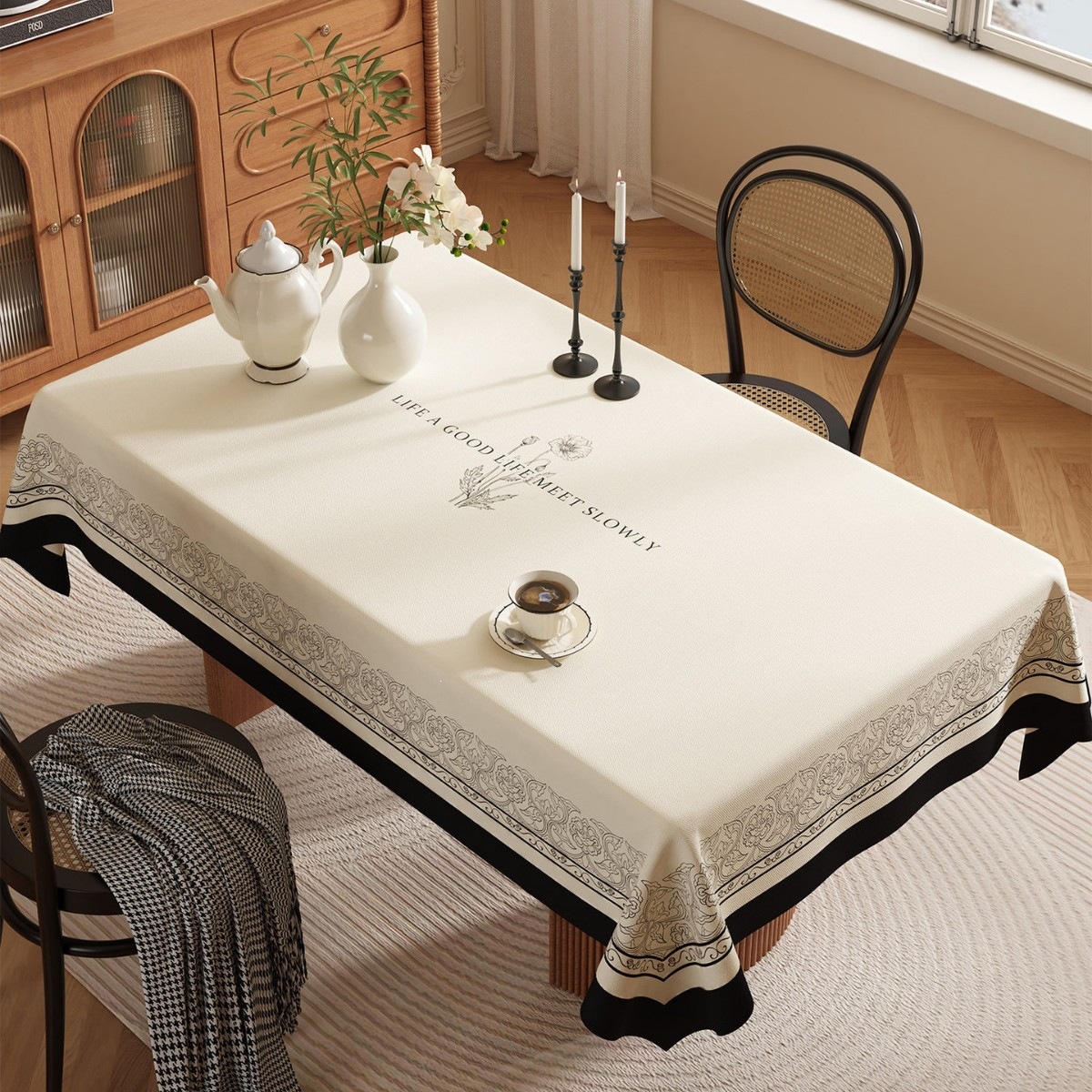 French-Style Tablecloth, Waterproof, Oil-Proof, Washable, Rectangular, Heat-Resistant, Dining Table Cover, Light Luxury, High-End Feel, Pvc Coffee Table Cover