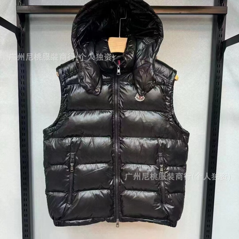 Foreign Trade Mk Hooded Maya down Vest White Duck down Unisex Waistcoat Glossy Thickeneded down Short Jacket