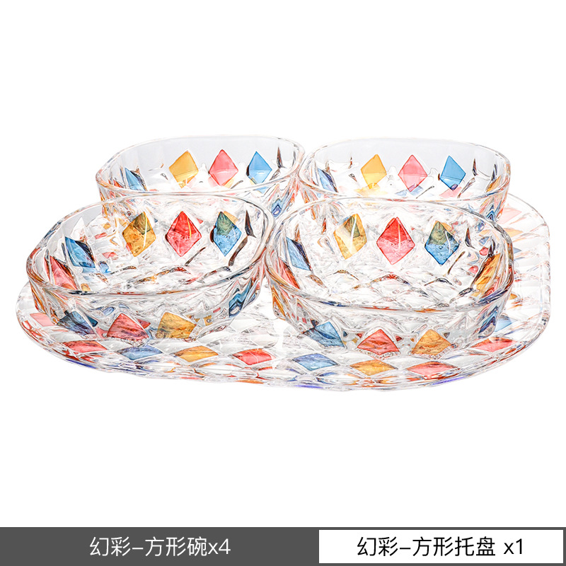 Cuencos de fruta de cristal importados de la República Checa, platos de gran tamaño de fruta seca doméstica, platos de fruta de alto valor facial. image 12