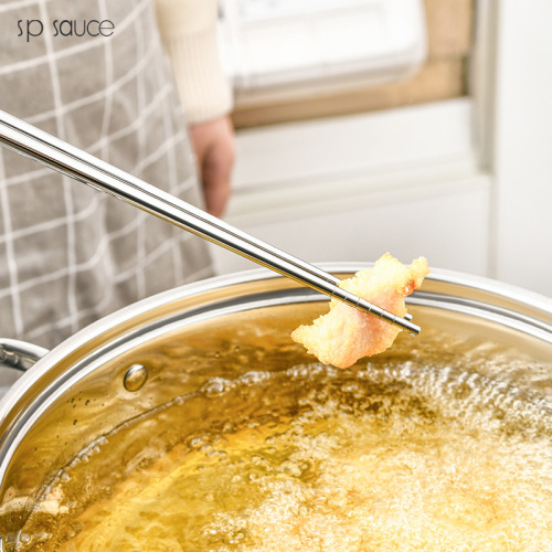 304 stainless steel beech wood extended hot pot fried chopsticks household noodles kitchen fried dough sticks chopsticks
