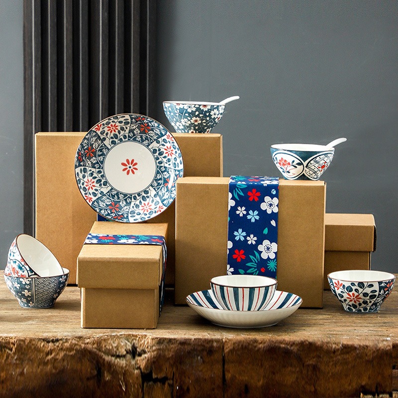 Caja de cartón kraft japonesa, caja de regalo de platos de cerámica, cubiertos de alto valor de cara, regalo de regalo de apertura, regalos de promoción image 2