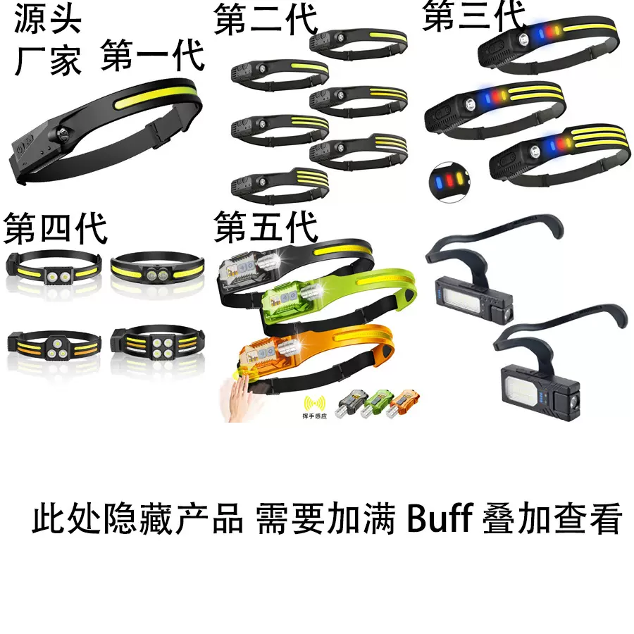 cob感应夜钓头灯户外骑行灯USB充电夜跑步灯LED强光头灯钓鱼夜灯