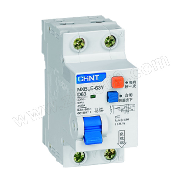 CHINT/正泰 NXBLE-63系列剩余电流动作断路器 NXBLE-63Y 1P+N C16 0.3A 4.5kA C脱扣 额定电流16A 漏电电流300mA 1个