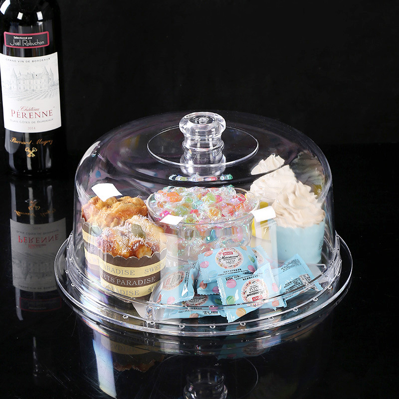 Creativo plato de fruta con tapa pan fruta seca merienda postre bandeja de la torta transparente tienda de postres bandeja de copa