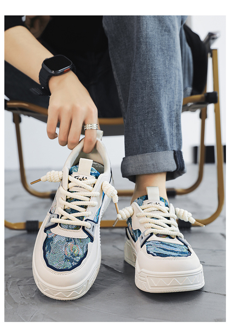 Atmungsaktive Herrenschuhe für den Sommer, vielseitig einsetzbar für Studenten, Sport, hohe Sohlen, lässig, kleine weiße, China-Chic-Boardschuhe,_voghion.com