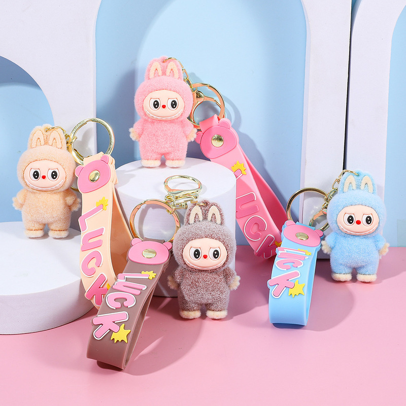 Labubu ラブブキーホルダー漫画出っ歯少年人形スクールバッグペンダント車のキーチェーン小さなギフト卸売|undefined