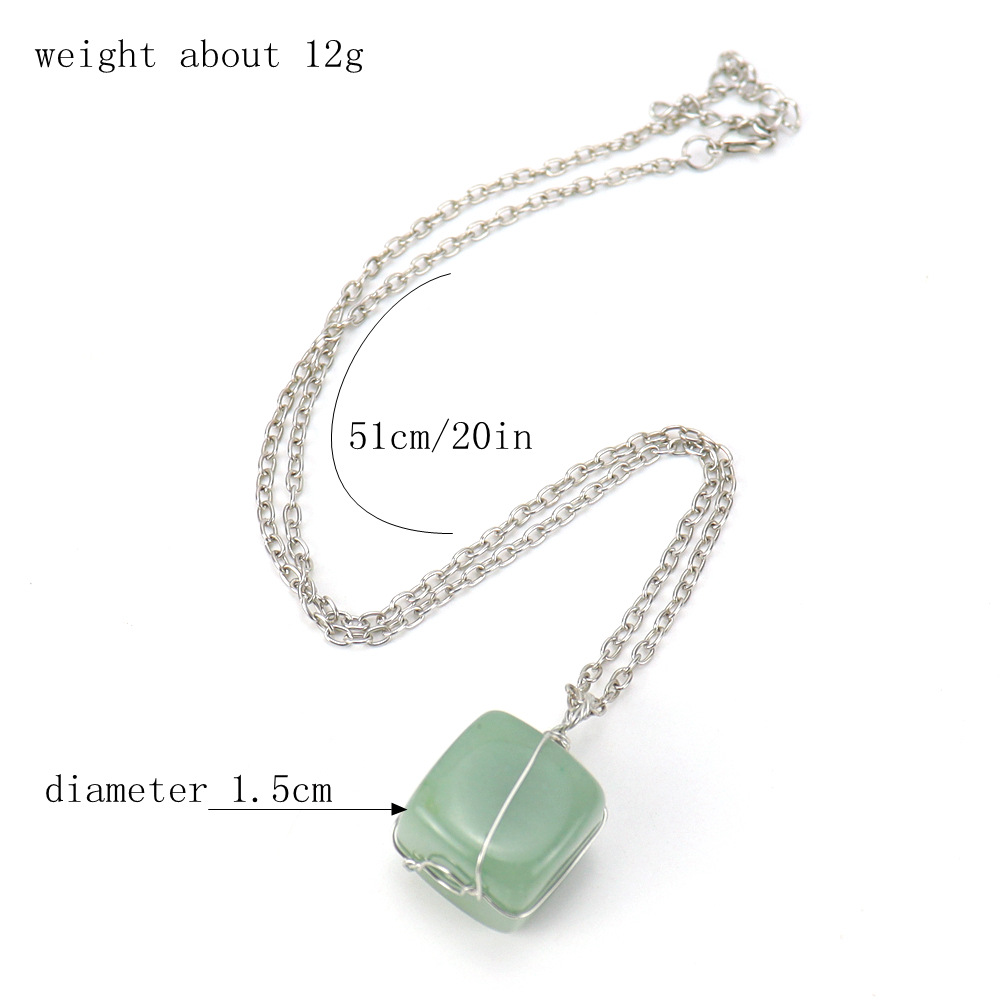 20g Weight Fashion Square Alloy Natural Stone Handmade Pendant Necklace 1 Piece