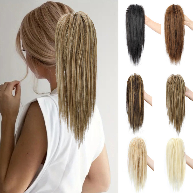 Cross-Border Ponytail Wig for Women Half-Tied Waterfall Straight Ponytail Sweet Grabber Fountain High Ponytail Simulated Hair Chicken Coop Head