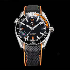 外贸跨境海马600系列全自动机械手表男款四分之一橙日历防水男士