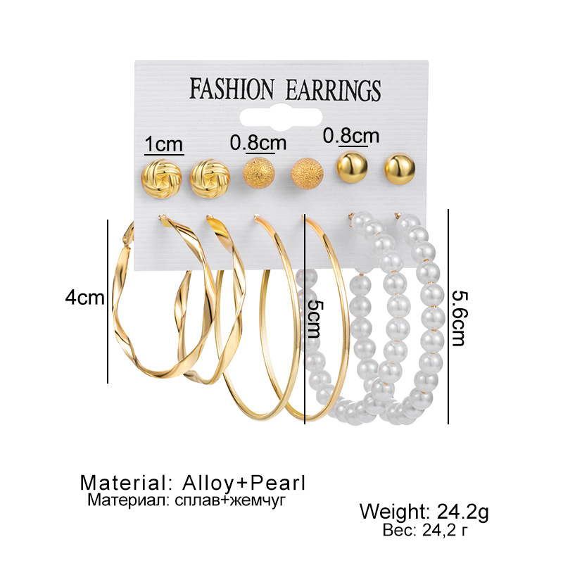 Retro Circulo Forma De Corazón Aleación Perlas Artificiales Mujeres Pendientes De Aro Pendientes 1 Juego display picture 1