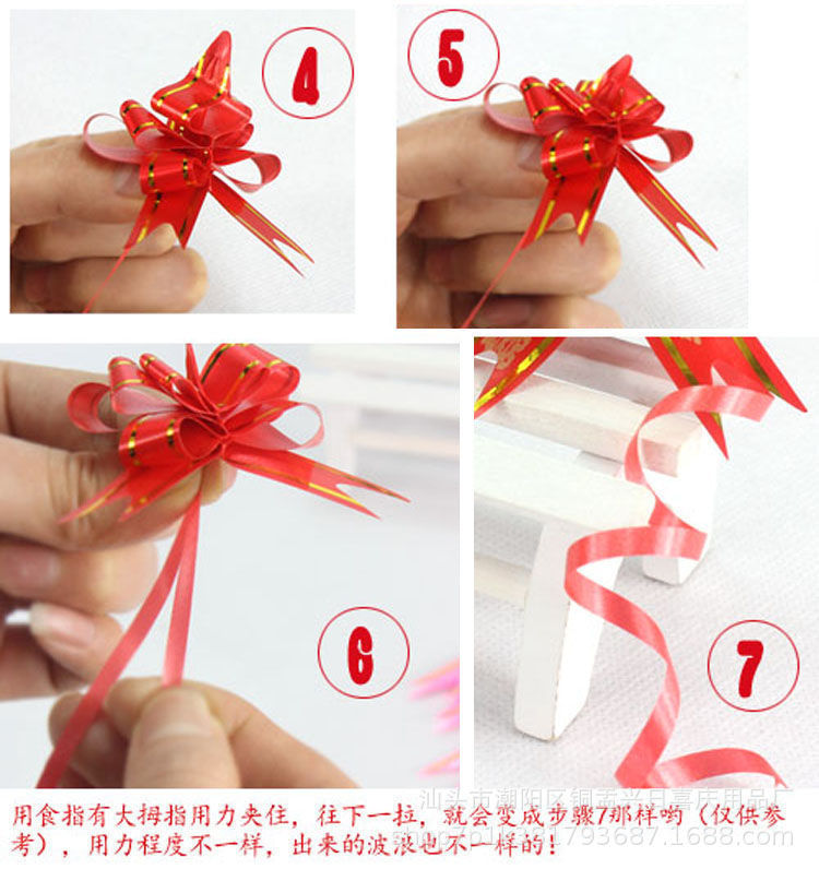 Venta al por mayor 12mm mano-Tirado flor cinta oro borde mano-Tirado flor decoración festiva regalo de Navidad vinculante tamaño pequeño arco