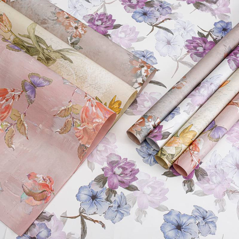 Papel de embalaje Xiyu Nuevo papel de arte de jardín romántico Papel de estilo floral Material de embalaje de flores impermeable al por mayor