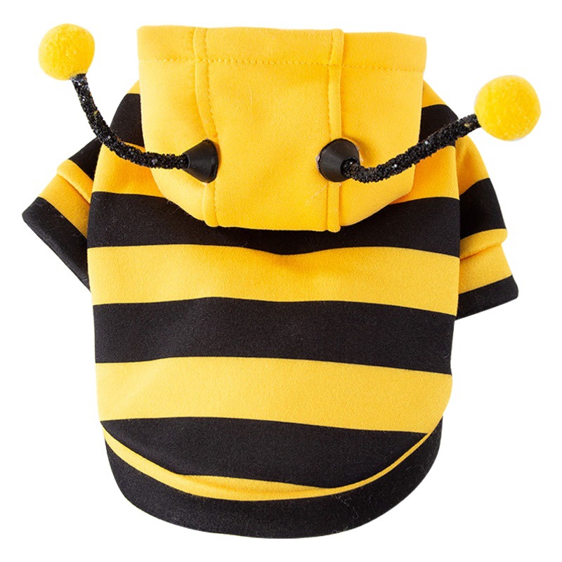Otoño e invierno lindo abeja pequeña tracción perro suéter gato traje de dos patas mascota Teddy ropa de abrigo