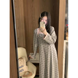 实拍2025秋季新款韩系蝴蝶结简约撞色拼接睡衣休闲家居服可外穿