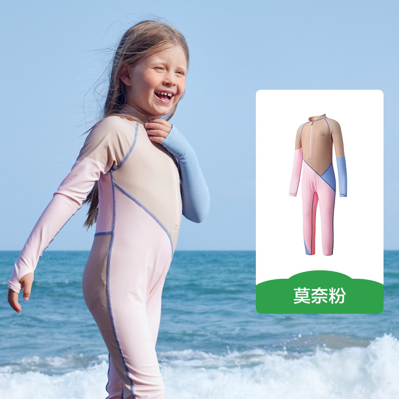 KK árbol traje de baño de una pieza para niños hilo original protector solar antibacteriano y resistente al cloro niña natación de manga larga bebé