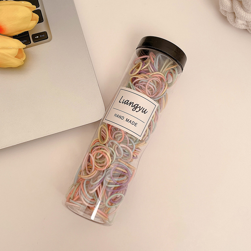 Anillo de cabello de color caramelo para niños no daña correa de cabello bebé cuerda de cabello niñas lindas cubiertas de cabello de cuero de pimples