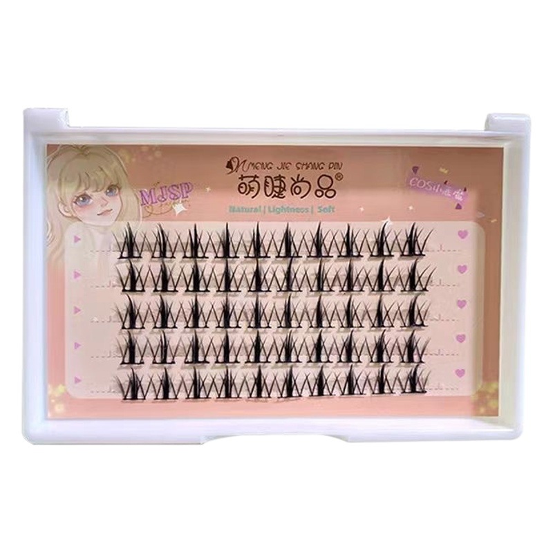 Pestañas lindas, tres filas y cinco filas de nubes, pequeño diablo, tallos transparentes, tallos finos, suaves y cómodos, maquillaje nude estilo japonés