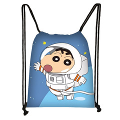 廠家直銷新款蠟筆小新周邊背袋潮流束口袋抽拉繩便攜雙肩背包批發