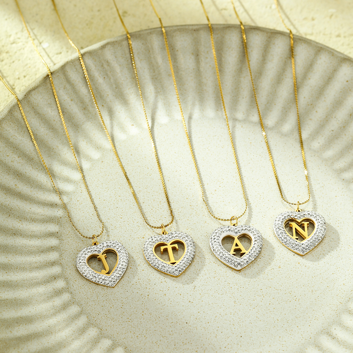 Zircon Inlay Material Pendant Necklace Classification Wholesale Jewelry Lady Heart Shape 304 Stainless Steel Zircon Plating Pendant Necklace