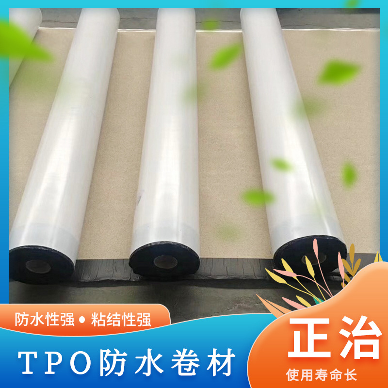 热塑性聚烯烃tpo防水卷材 外露内增强耐根穿刺自粘tpo防水材料