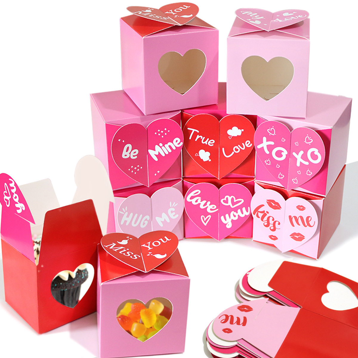 跨境2026情人节礼物盒婚礼婚房氛围布置爱心糖果包装纸盒定制批发