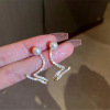 Silver needle, wavy beads from pearl, fashionable universal earrings, 2020, silver 925 sample