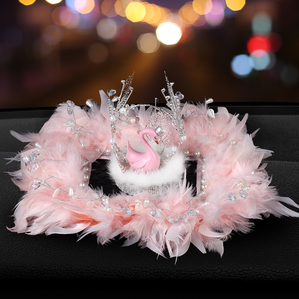 Nuevos artículos de automóvil de alta calidad decoración creativa cisne encantadora diosa pluma coche de globo decoración mujer