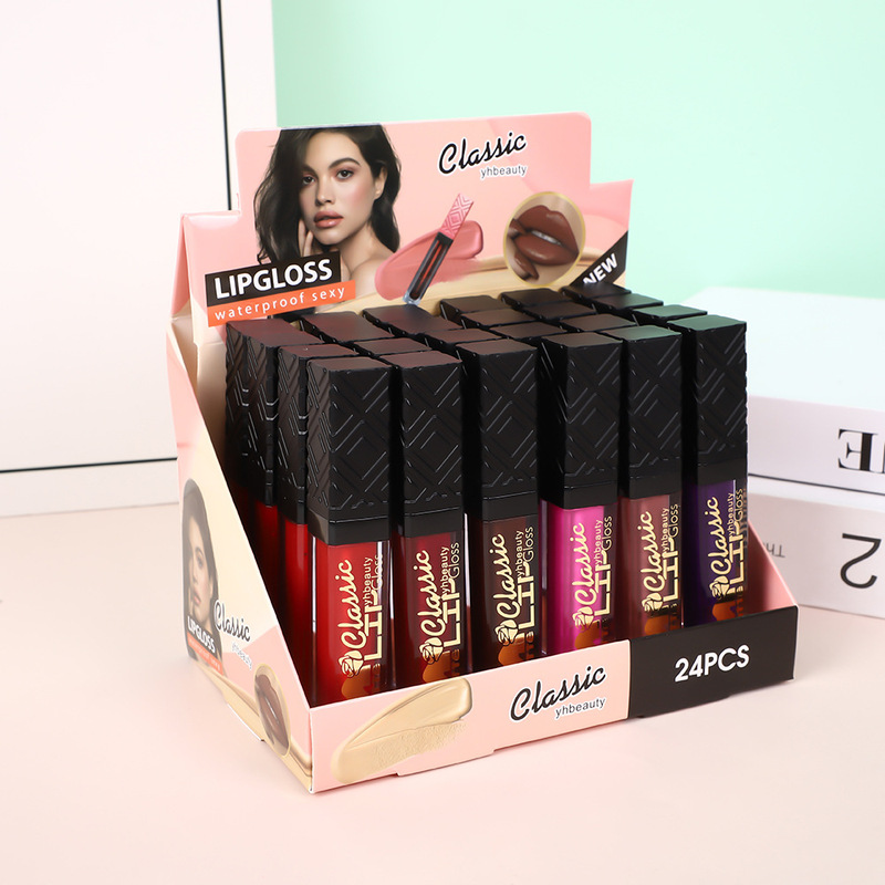 跨境红色系六色24支装不沾杯保湿唇彩混装加口红LIPGLOSS|undefined
