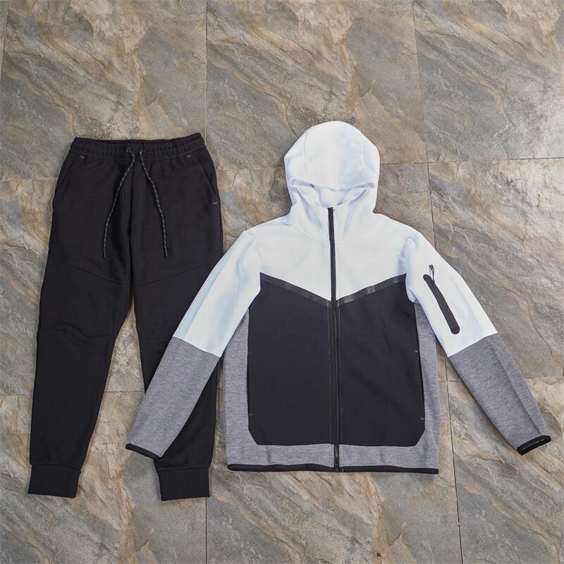 Traje deportivo primavera y otoño capa de aire algodón de punto con capuzas con cremallera camiseta deportiva casual pantalones largos drill set hombre