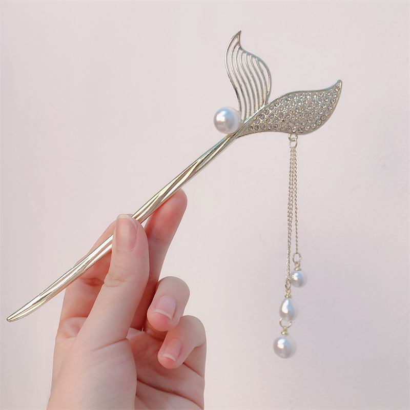 Cola de sirena borla perla horquilla girl estilo antiguo horquilla nueva estilo chino nicho diseño de alta gama accesorios para el cabello