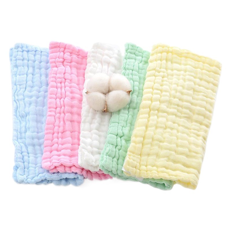 Six-Layer Gauze Seersucker Square Towel Infant Small Towel Baby Saliva Towel Baby Supplies Supermarket Supply Wholesale