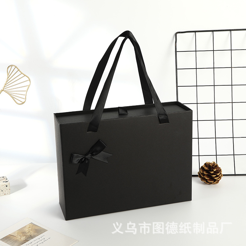 Black Gift Portable Box Lipstick Cosmetic Large Gift Box Bow Drawer Box Exquisite Pull-out Paper Box