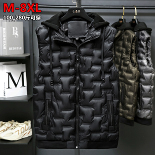 Autumn and Winter fashionable men's down cotton vest fat youth loose plus size plus size waistcoat warm sleeveless vest