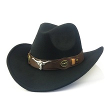 礼帽民族风登山西部牛仔礼帽卷檐复古骑马帽子毛呢毡帽cowboy hat