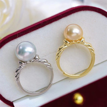 DIY珍珠配件 18K包金铜厚镀金小红书爆款复古戒指半成品金色银色
