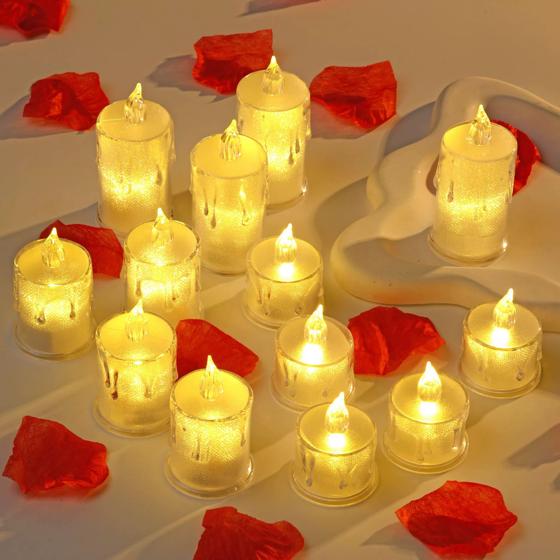 Прозрачные светодиодные цифровые свечи, свечи в форме сердца, 24 штуки, реквизит для признания и предложения, романтические ночники на Рождество