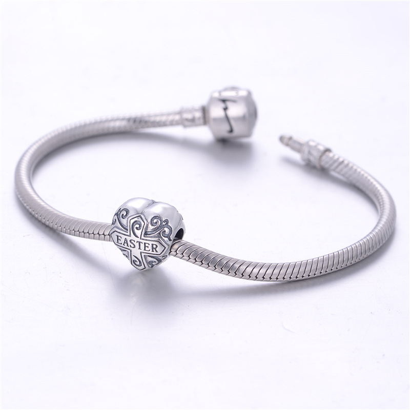 1 Piece Hip-hop Heart Shape Skull Sterling Silver Enamel Inlay Beads Jewelry Accessories display picture 3