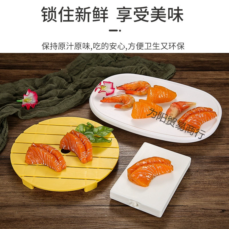 Пластиковая панель для сашими/льда, тарелка для сырой рыбы, поднос для лосося, ледяная тарелка для креветок, прямоугольная/круглая ледяная плита для торговли
