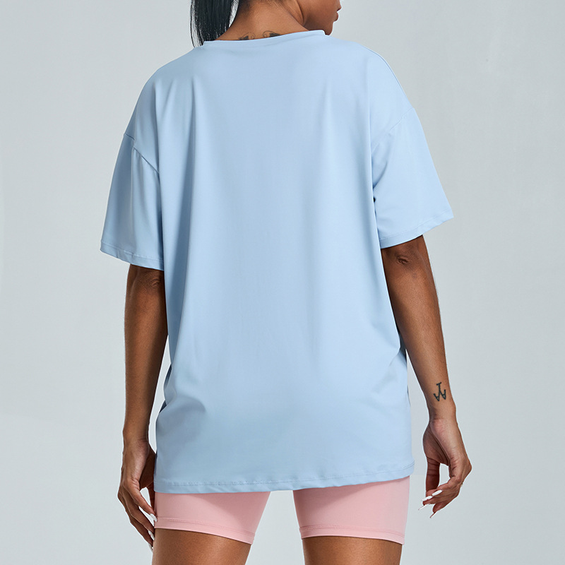 Nueva camiseta deportiva transpirable al aire libre de mangas cortas ropa de yoga mujer universal suelta rápida secado ligero correr ropa de fitness