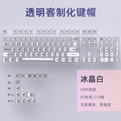 現物クロスボーダー卸売り氷晶キーキャップ機械キーボード白色pc非全透明0EM高さ119キーセット