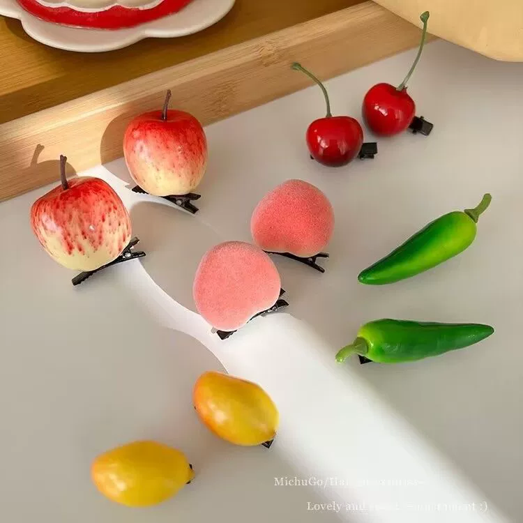 Забавная Заколка-симуляция фруктов, женская летняя боковая челка, разбитые волосы, заколка-Утконос, милая детская заколка, головной убор