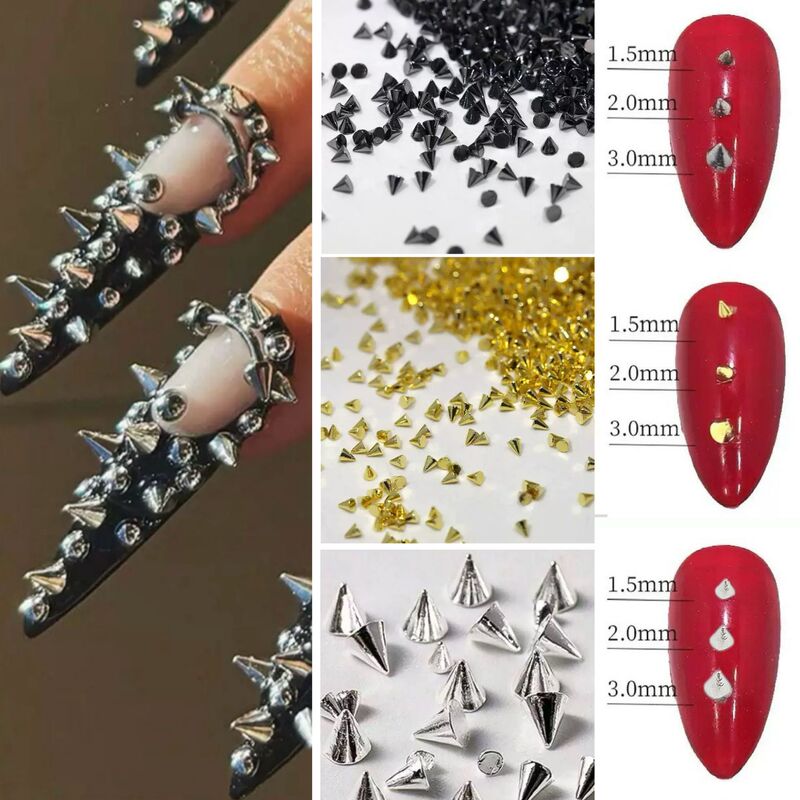 Punk Style Alloy Rivet Nail Art Jewelry Decoration Stereo Pointed Cone Large, Medium and Small Nail Decoration DIY Accessories