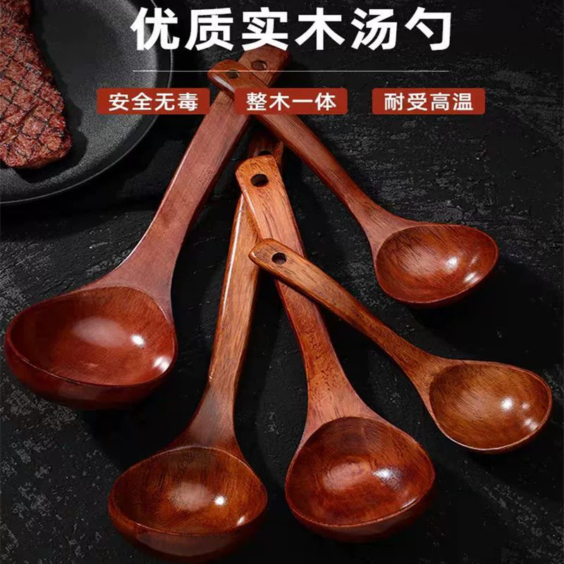 Деревянная ложка из массива State-pai, большая ложка для супа/каши, ложка для горячего горшка с длинной ручкой, специальная деревянная ложка для непригорающей посуды