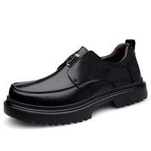 男鞋潮款新款休闲真皮牛皮透气正装厚底软底男士商务英伦厚底皮鞋