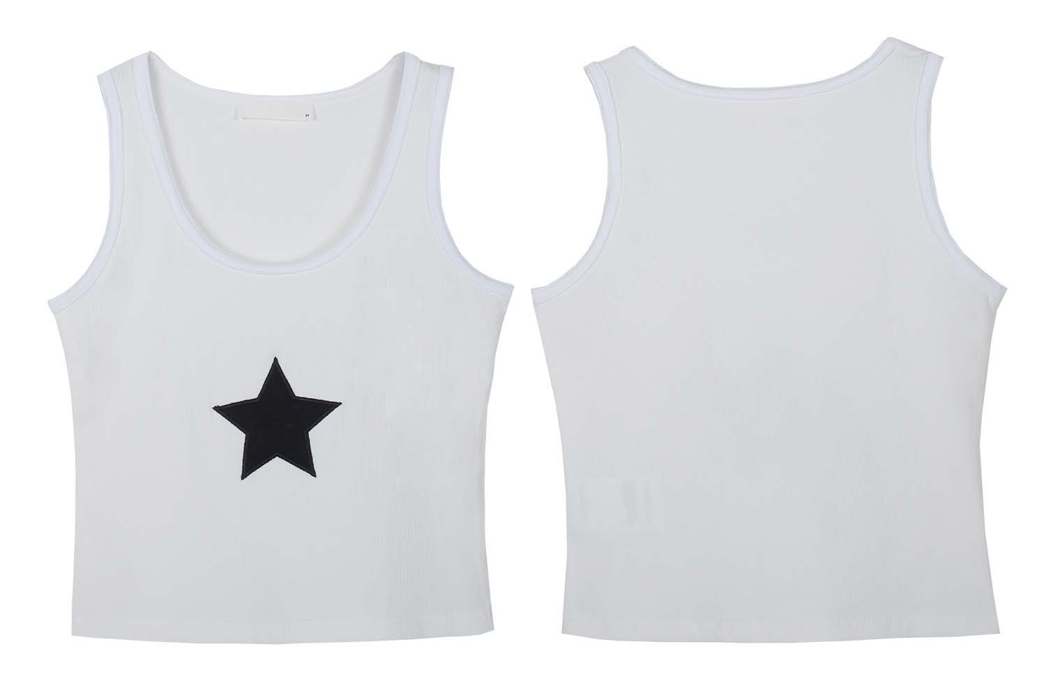 Vest Tops Type Street Occasion Women's Vest Tank Tops Embroidery Sexy Star