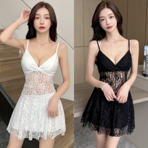 Perspective waist tightening， slimming and sweet dress， women's summer style suspender dress