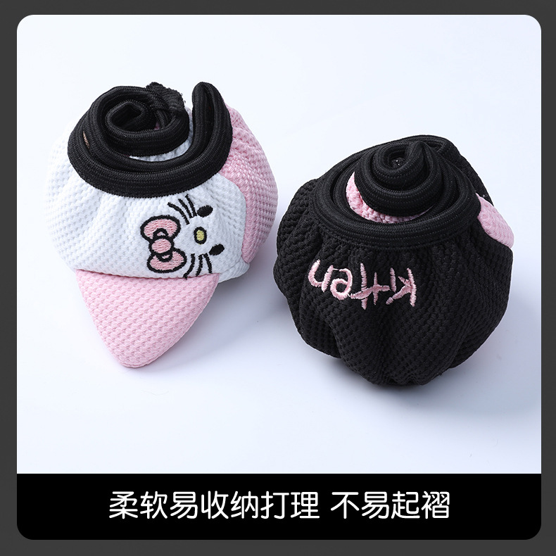 In-stock elastic steering wheel cover, suitable for all seasons, with three-dimensional cat ear embroidery, non-slip, sweat-absorbent, and breathable